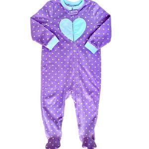 Girls Heart Print Footed Pajamas